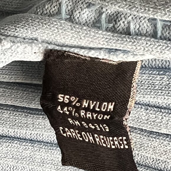 Beaded Womens Large Sweater Blue Ribbed Knit Off Shoulder Pullover Hong Kong 90s - Picture 5 of 13